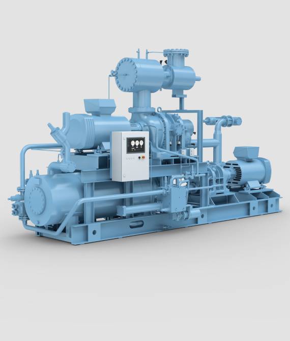 Two-stage screw compressor packages for demanding cooling conditions