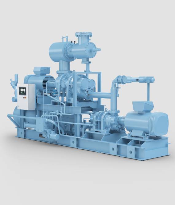 Two-stage screw compressor packages for demanding cooling conditions
